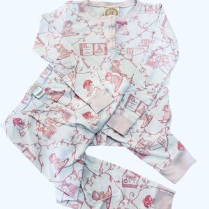 The Beaufort Bonnet Company Pink and White Kids Pajama Set